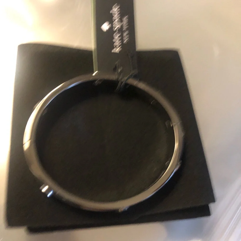 Silver Tone Dome Bangle Bracelet with 6 spade shape cutouts fits 7-7.5” wrist - Picture 5 of 7